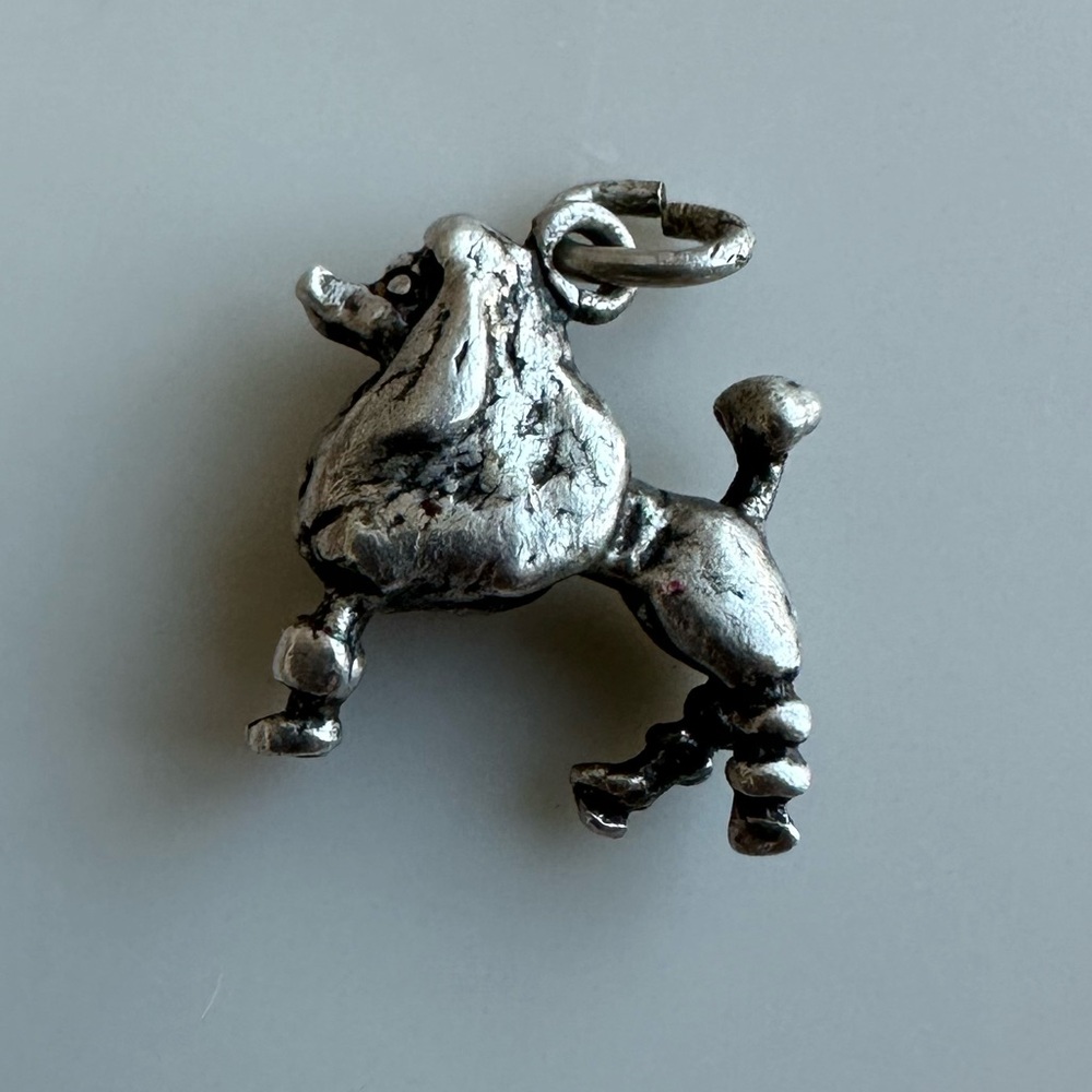 Vintage Sterling Silver Poodle Charm for Charm Bracelet Dog Lover